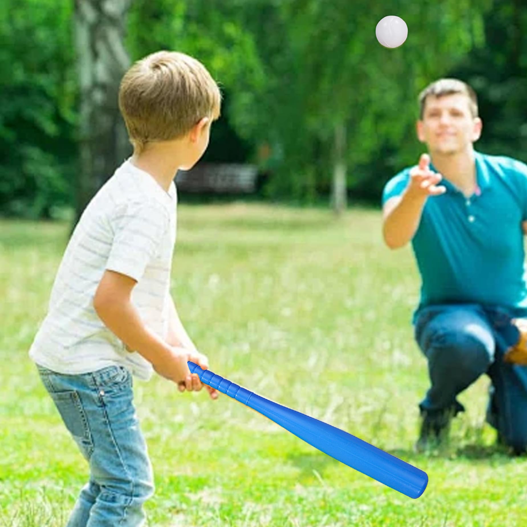Bat de Baseball pour Tout-Petit, Jeu de Batte et Balle Baseball en Plastique 17 Pouces, Enfants Pratiques légers exerce des Jouets pour Le Sport en Plein air en intérieur Jeu