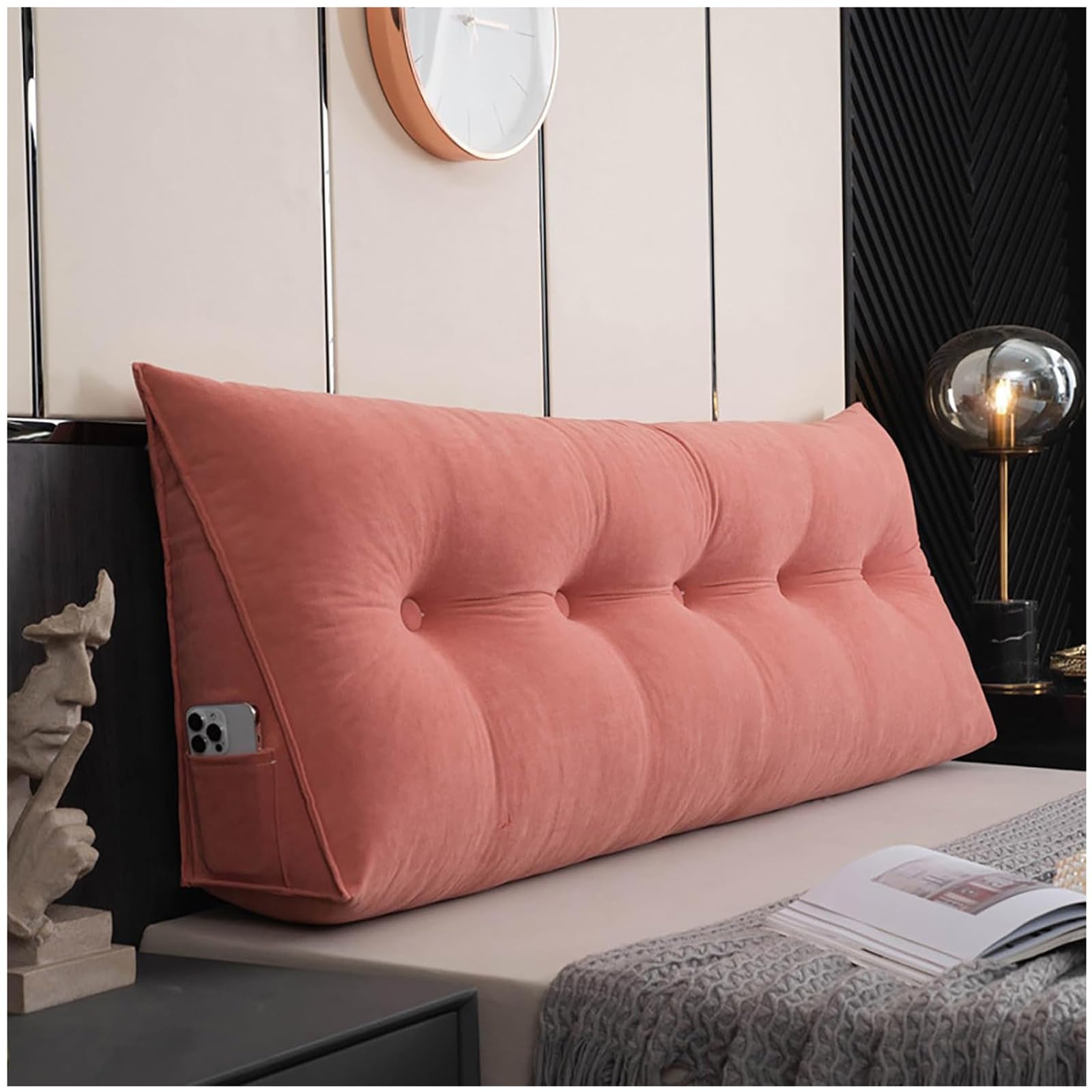 Traversin gros coussin dossier de lit haut de gamme velours doux 180cm
