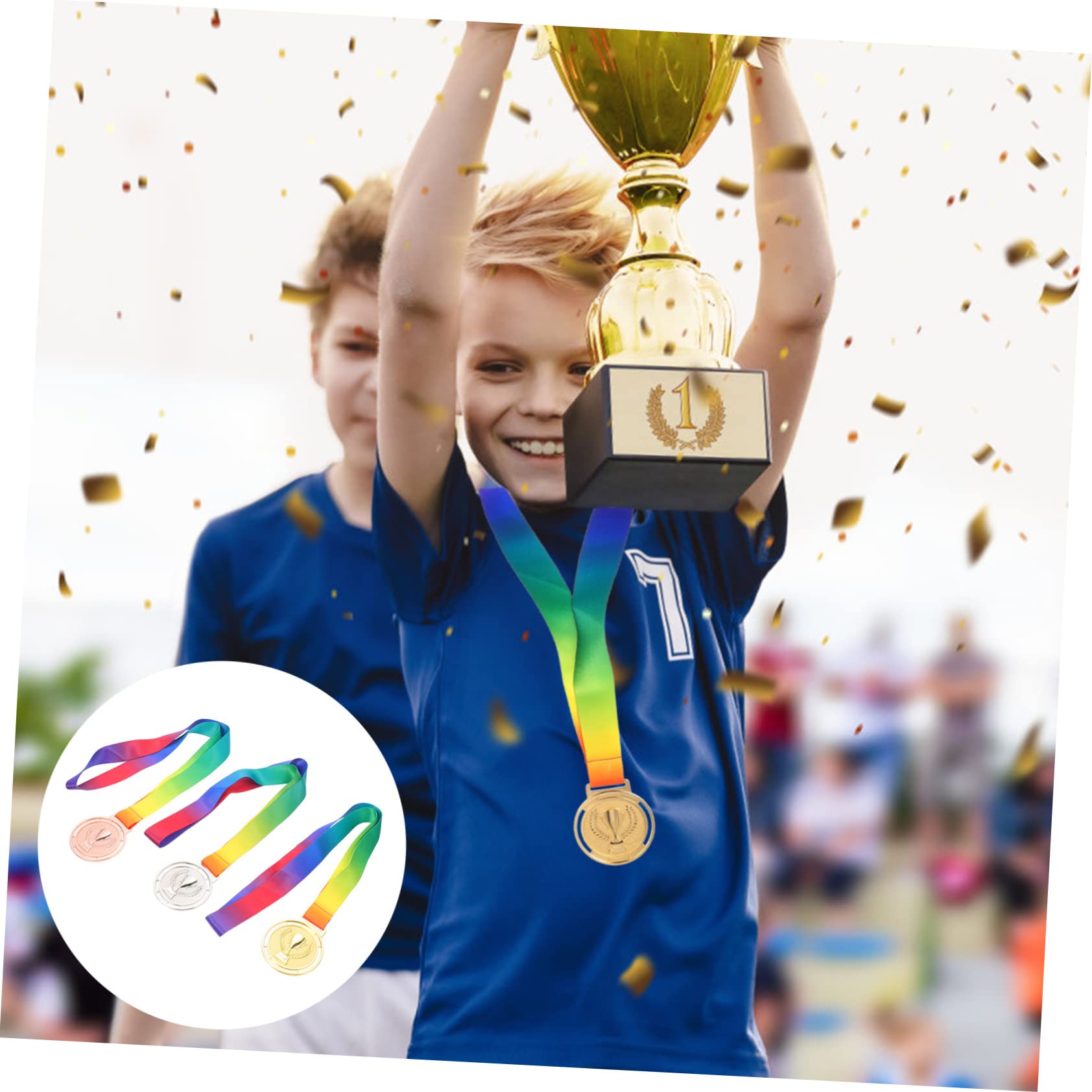 ibasenice 12 Stck Teiliges Medaillen Gold Silber Bronze mit Trageriemen Leichte Sportmedaillen für Wettbewerbe Schulveranstaltungen und Auszeichnungen Einsetzbar Bequemer Sitz