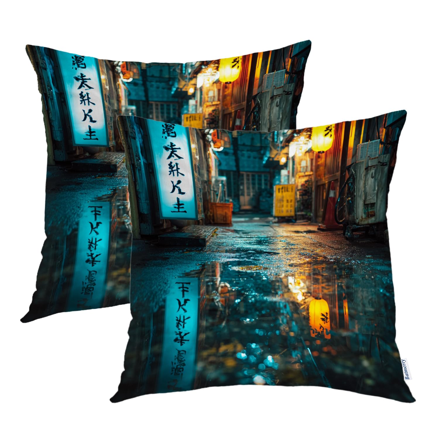 Housse de coussin Tokyo Batmerry 45x45 cm lot de 2 nuit de pluie