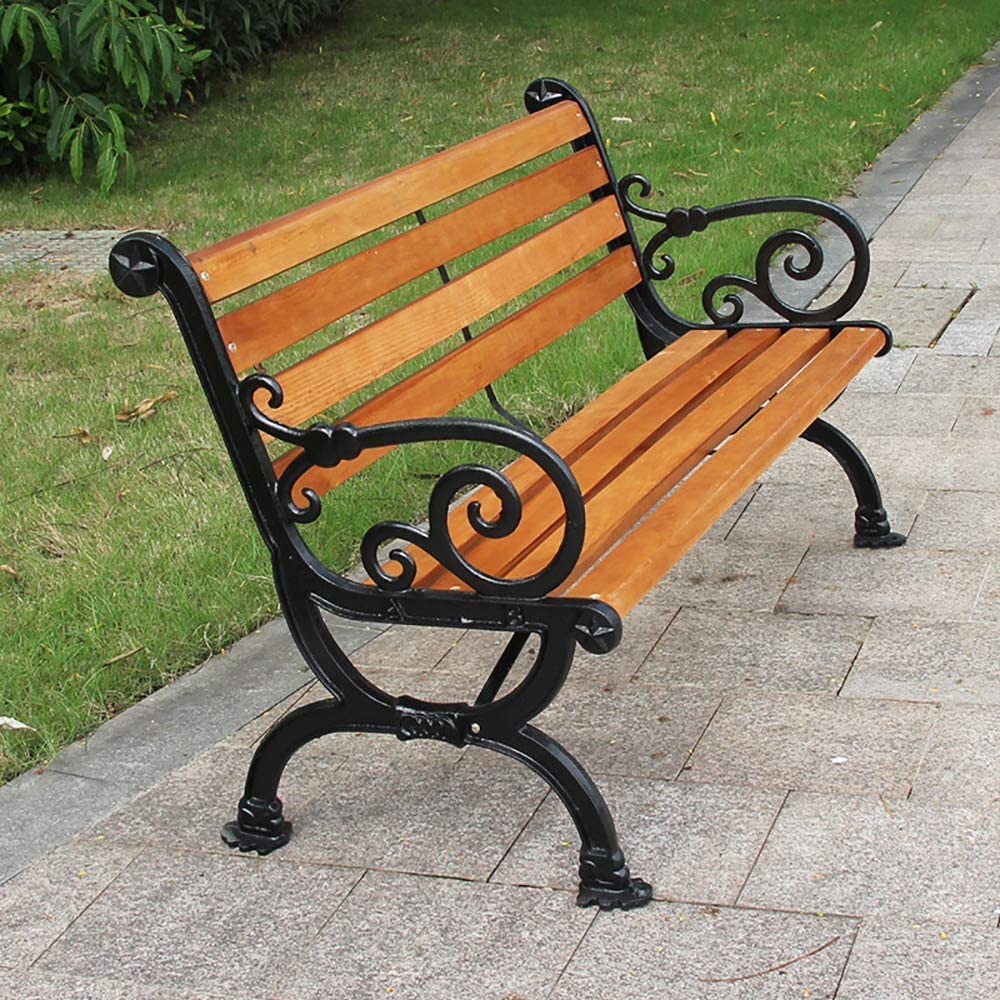 AYCDL Patio Bench Outdoor Bench Park Bench Furniture Outdoor Furniture Porch Garden Bench Park Bench Outdoor Lounge Chairs Cast Iron and Wood Legs Sitting Board,Black,Black-1
