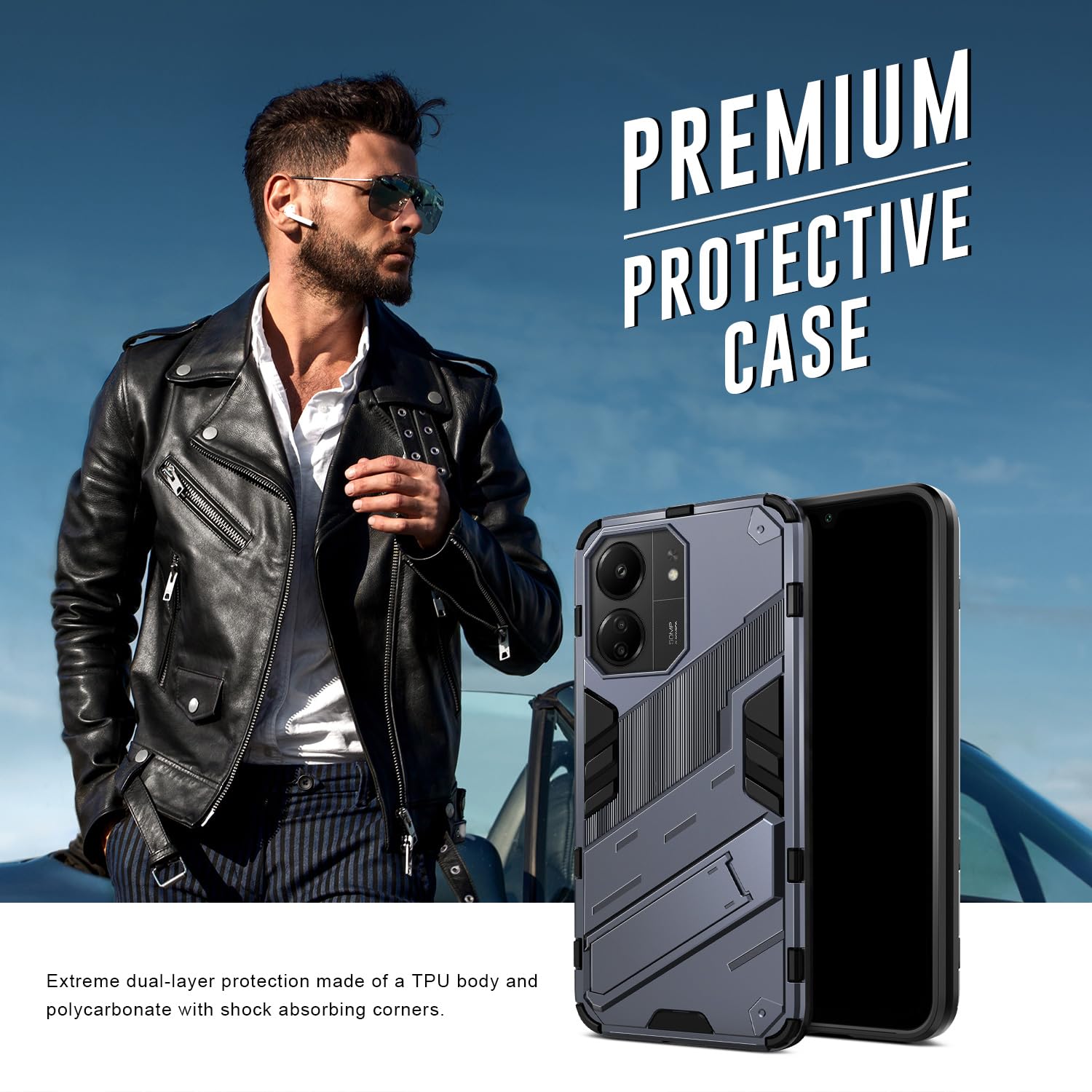 BEZ Handyhülle Für Xiaomi Redmi 13C – Schwarz, Militärrobust, Stoßfest, Mit Rutschfester Oberfläche