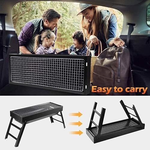Miniatura 2 de Parrilla de carbón portátil, barbacoa de mesa portátil para cocinar al aire libre  Parrilla plegable compacta para camping, senderismo, picnic y