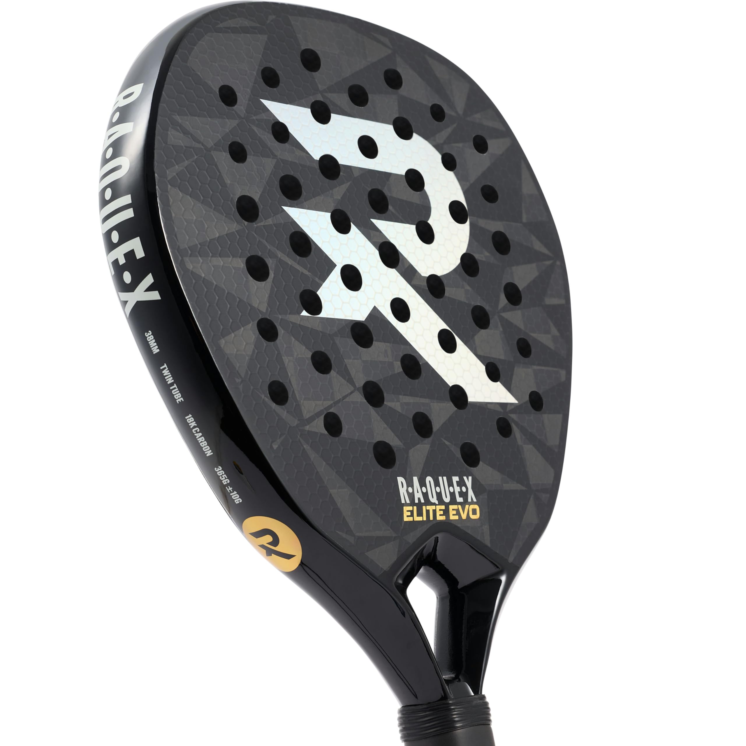Raquex Elite Padelschläger – Advanced Schläger – 18K Carbon-Rahmen, reaktives ImpactCore EVA 15 Schaumstoff, Diamantform, Twin-Tube-System für Langlebigkeit + Handschlaufe