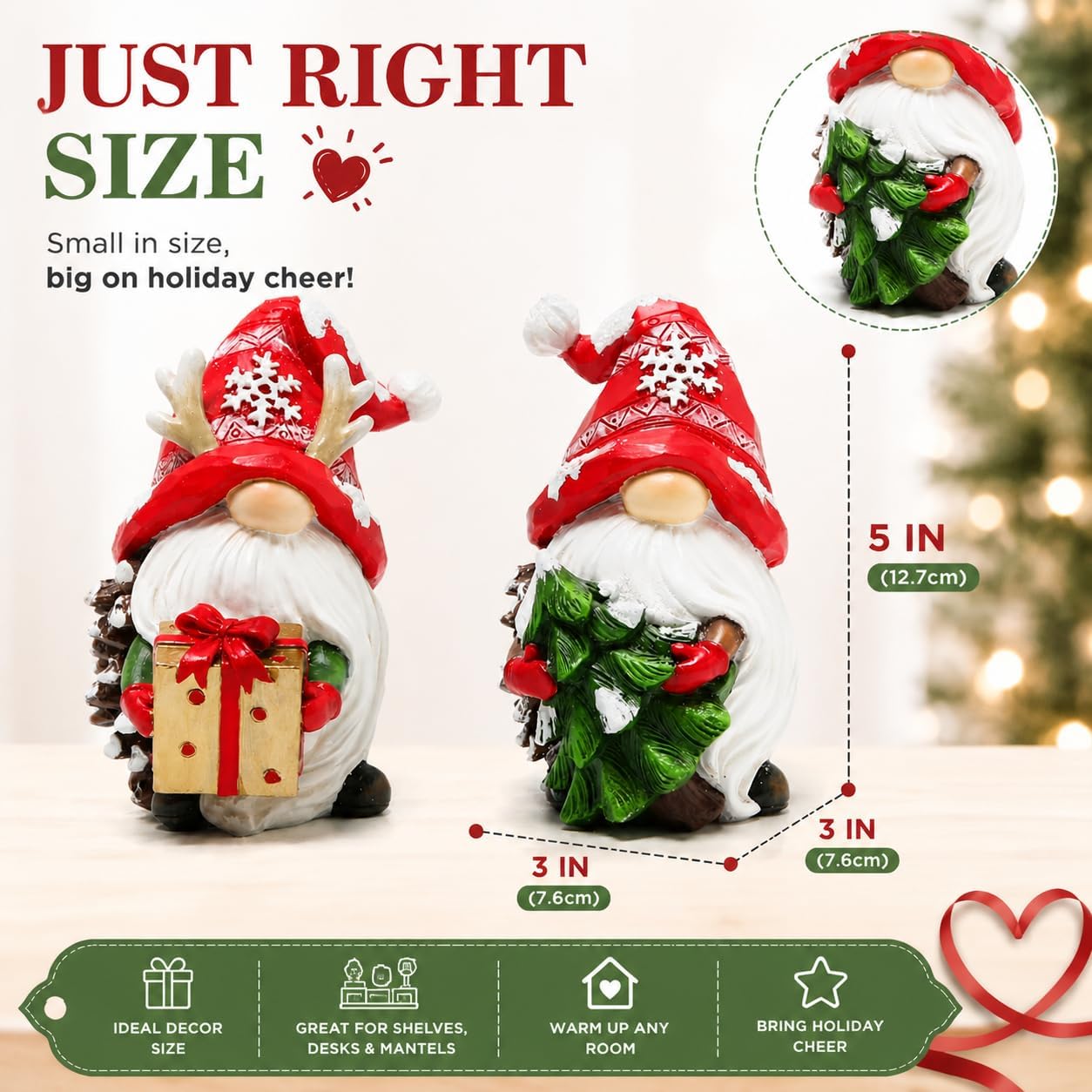 Hodao Christmas Decorations Indoor Resin Gnome Figurines Tabletop Decor image 2