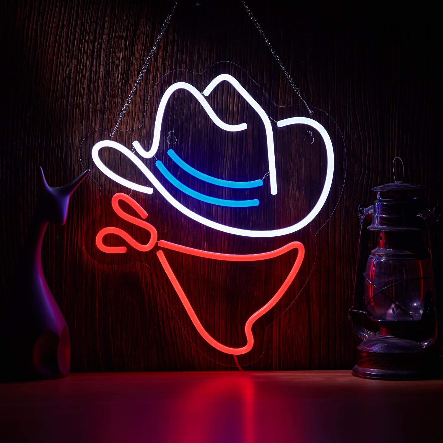 Lampada Al Neon LED A Forma Di Cactus Cowboy – Dimmerabile, USB, Per Parete, 40x24 Cm
