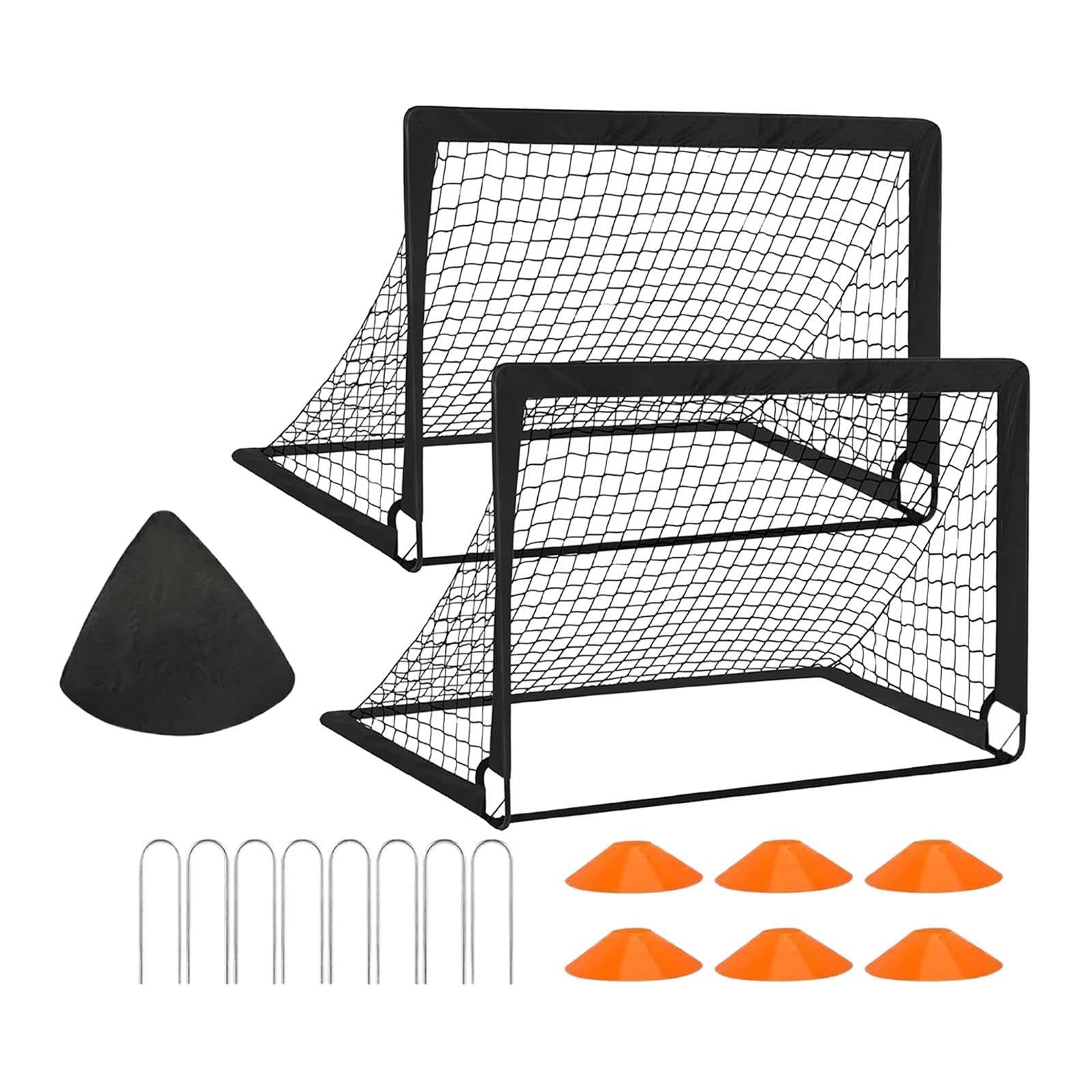 2 Piezas Portería de Fútbol Infantil Set Práctico Balón Bombilla Conos Montaje Fácil Y Bolsa Transportable Fibra de Vidrio Adecuado para