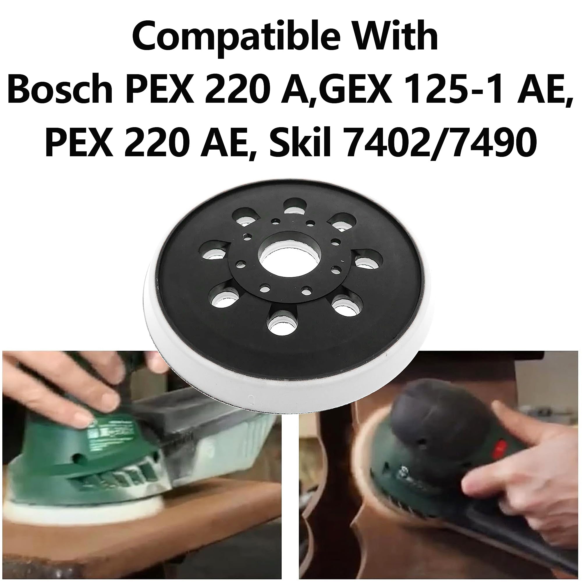 2 sztuki 125 mm, taca szlifierska z hakiem i pętlą 8 otworów, kompatybilna z Bos-ch PEX 220 A, GEX 125-1 AE, PEX 220 AE, Skil 7402/7490