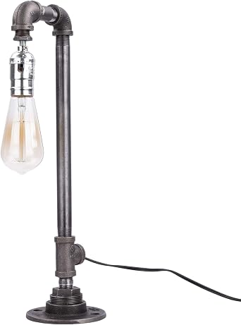 PIPE DECOR Reader Table Lamp, Vintage Industrial Pipe Design, Dimmable Desk Lamp, DIY with Swag Kit