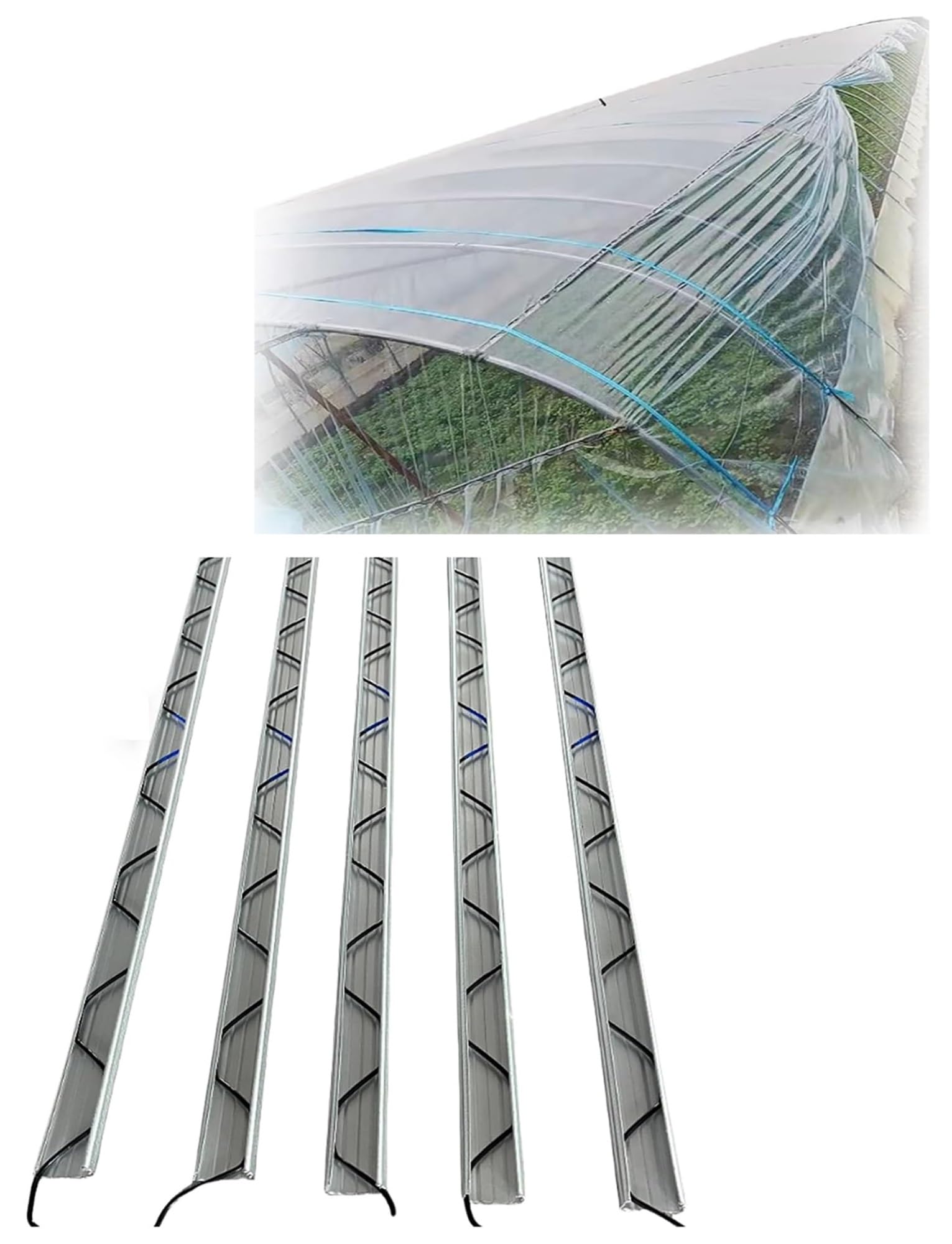 Greenhouse Wiggle Wire to Prevent Film Tearing, Rail Slot Greenhouse Locking Channel Clips for Fastening Film Shade Net(10 pieces,100cmx1.0mm)