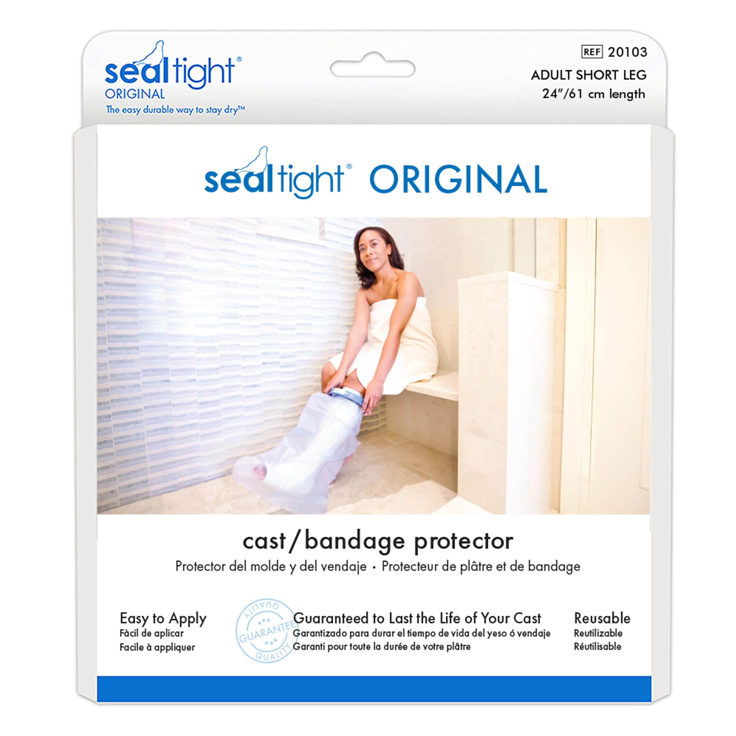 Seal-Tight Original Cast & Bandage Protector - Reusable Shower Bag for Short Leg Casts & Injuries