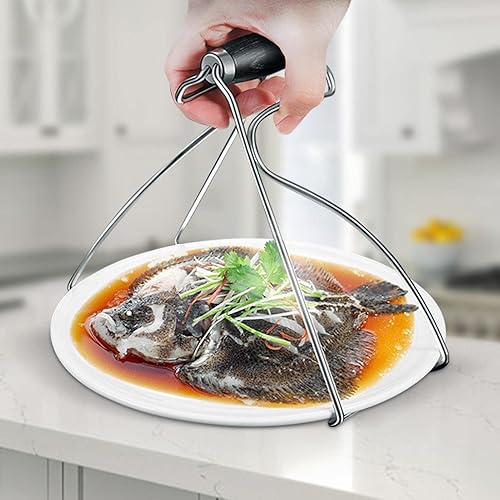 Miniatura 2 de ALASSE Clips elevadores de tazón, pinza para platos con agarre caliente, levantador de platos de acero inoxidable antiquemaduras para chef,