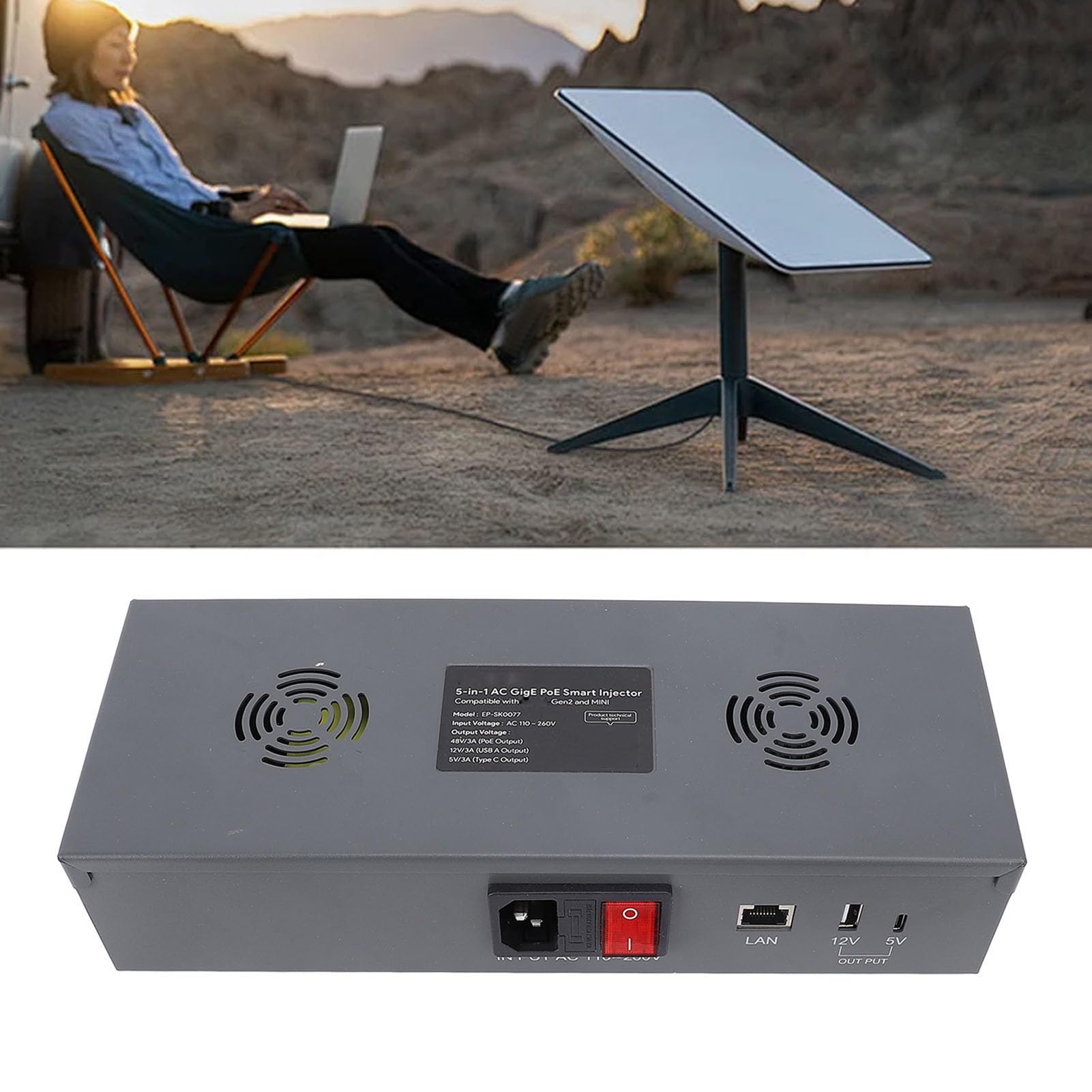 Tangxi Iniettore Power Over Ethernet da 150 W con Ricarica Multipla per Dispositivi Che Richiedono Elevata Efficienza e velocità di Rete Elevata (Spina europea)