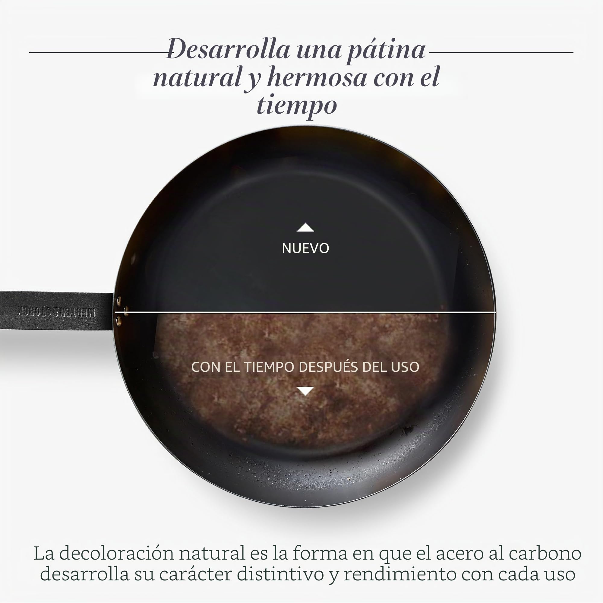Merten & Storck Carbon Steel Sartén de Acero al Carbono Pre-Seasonada de 30 cm, Hierro Fundido Ligero, Duradera, Asar, Freír, Fácil de Limpiar, Inducción, Apta para Horno hasta 315°C, Negro