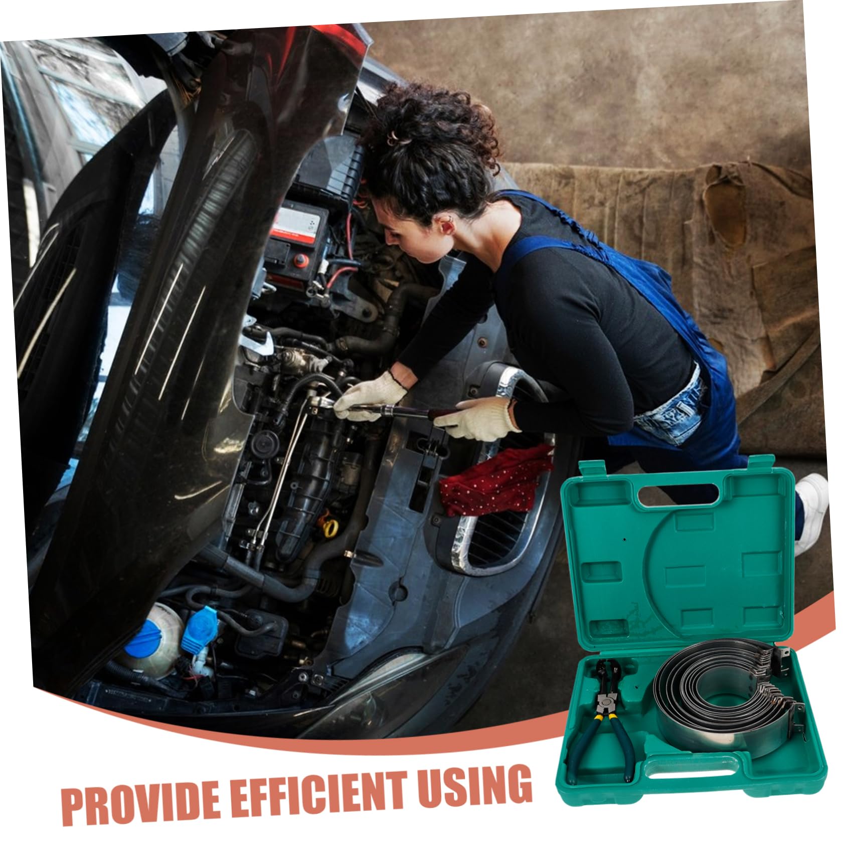 1set Pinze e Compressore Per Fasce Elastiche Di Pistone Strumento Per Installazione e Rimozione Piston Per Motori Auto Facile Da Usare e Ergonomico Kit Completo Per Riparazioni