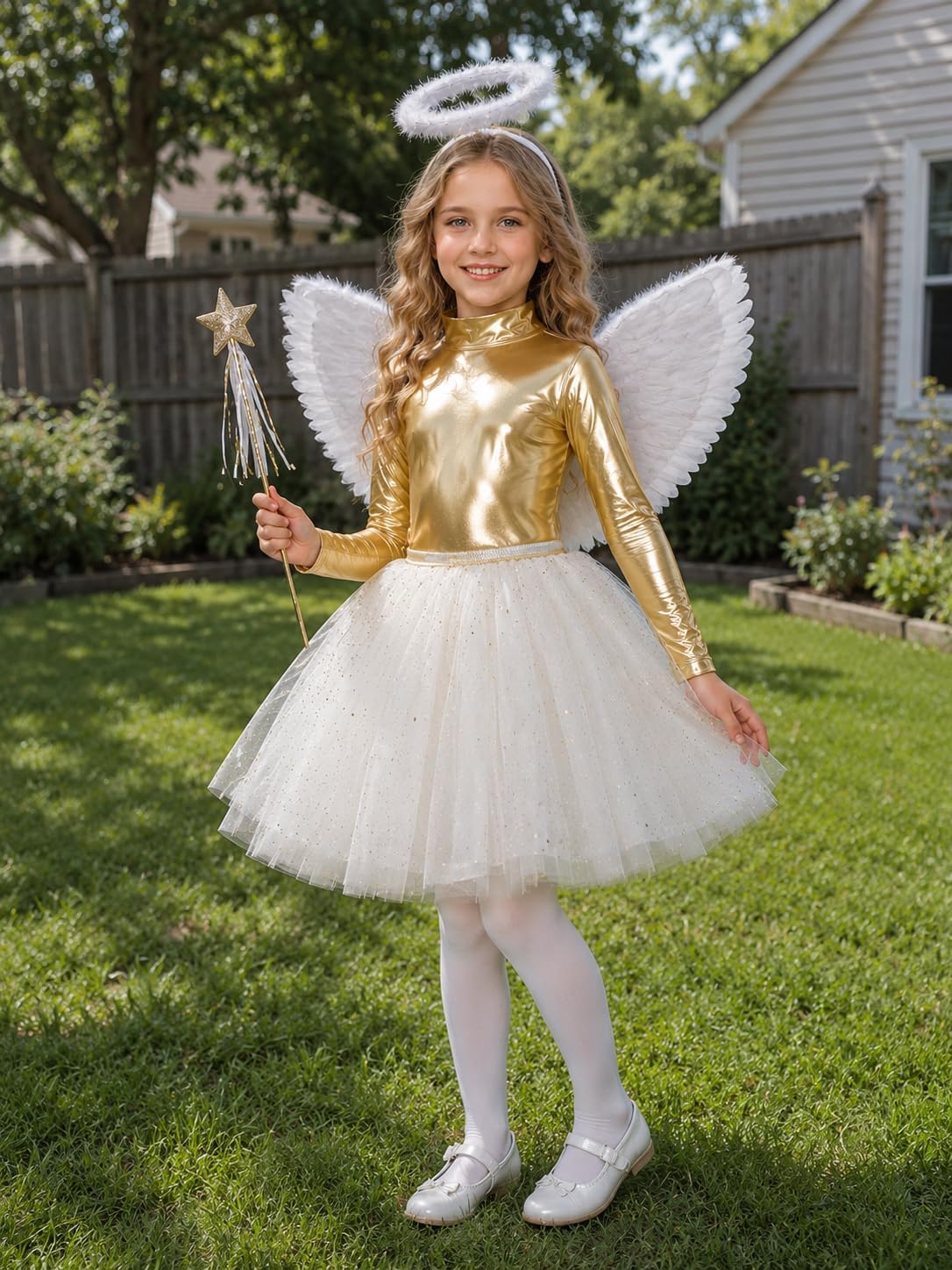 Girls Metallic Leotard Kids Long Sleeve High Neck Unitard Bodysuit for Gymnastics, Dance, Performances, Costumes