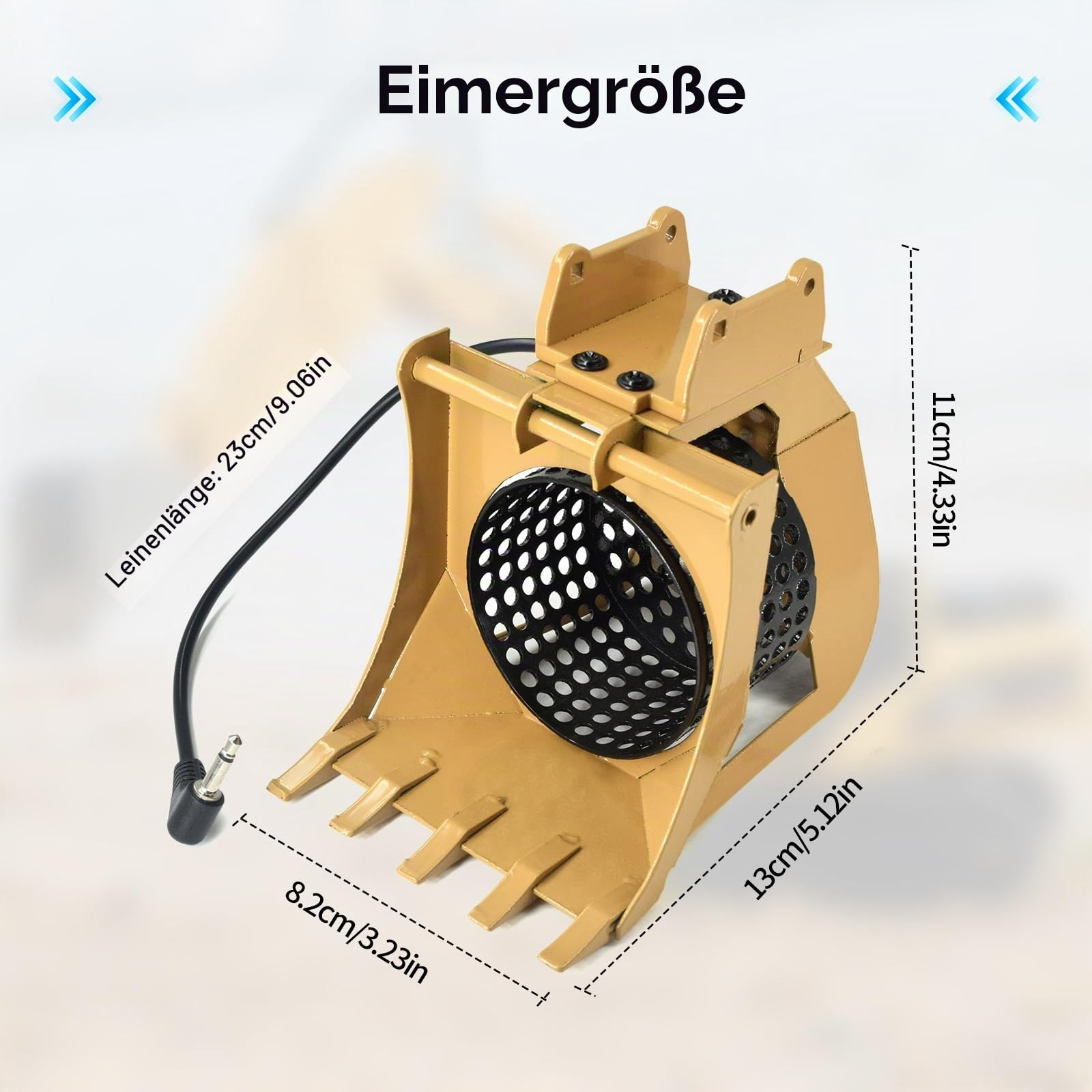 JOYSOG RC Eimer für Huina 1580/1592/1593/1594 Metall Simulation Graben Eimer Elektrisch Drehsieb Eimer Zubehör