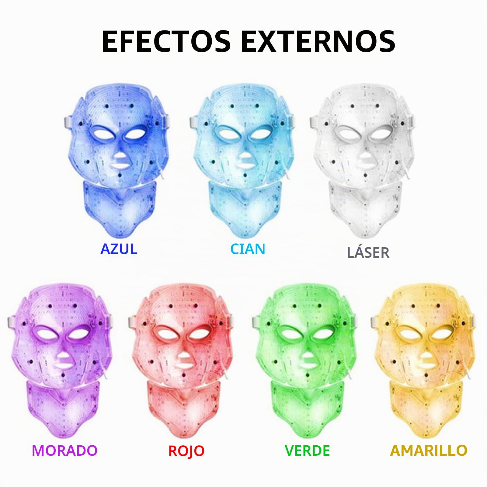 Máscara Led Facial 7 Colores, Mascara Facial Luz Led Facial Profesional, 7 Colores Terapia de luz Dispositivo de Belleza de fotones faciales, Máscara De Terapia De Luz