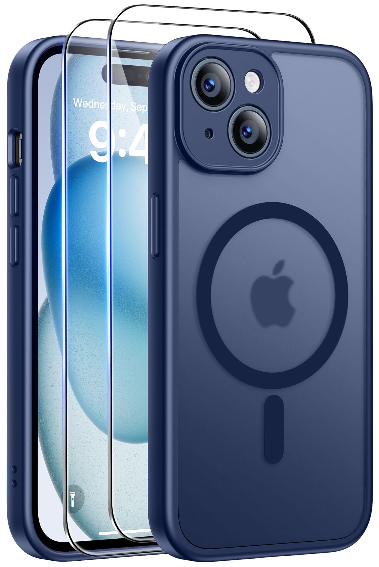 Qasyfanc Magnetic for iPhone 15 Case with 2 Tempered Glass Screen Protector, Compatible with MagSafe, Full Camera Protection, [Anti-Yellowing] Shockproof Protection Phone Case, Clear — view 19