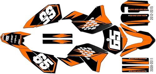 Kit de gráficos para KTM 50SX Mini SX50 (2009-2015) Serie BOLD Naranja 9 Mil - Easy Go - Adhesivos para bicicleta de motocross, calcomanías para