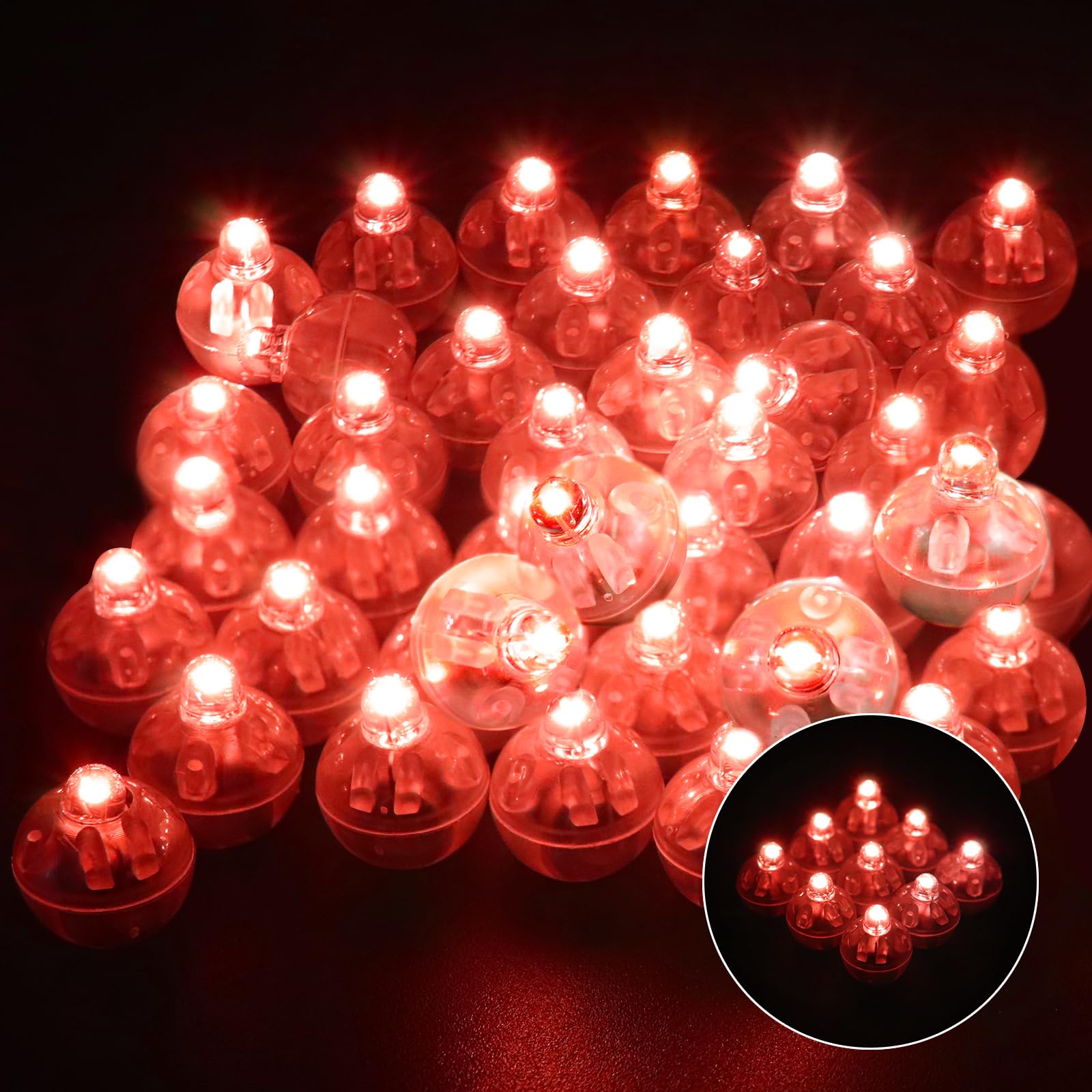 100 PCS (Red) Balloon Lights with Long Standby Time, Mini Ball Lights, Round LED Flash Lamp for Paper Lantern Balloon Party Wedding Birthday Celebration Festival Halloween Christmas Decoration