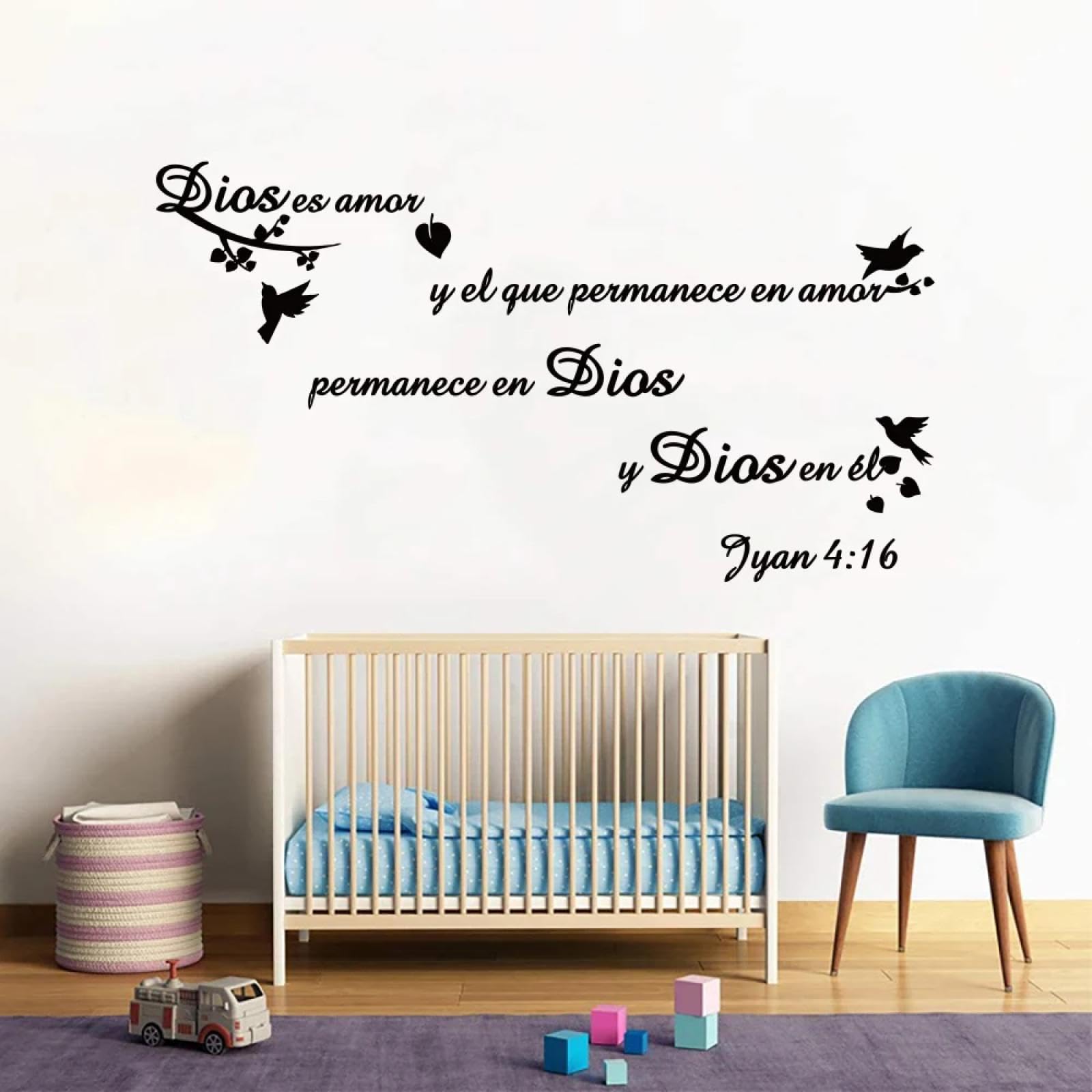 WEIMEIJIE Spanish Bible Verses wall Stickers, Christian Inspirational Quotes, Bird wall Stickers, Bedroom Decoration Decals