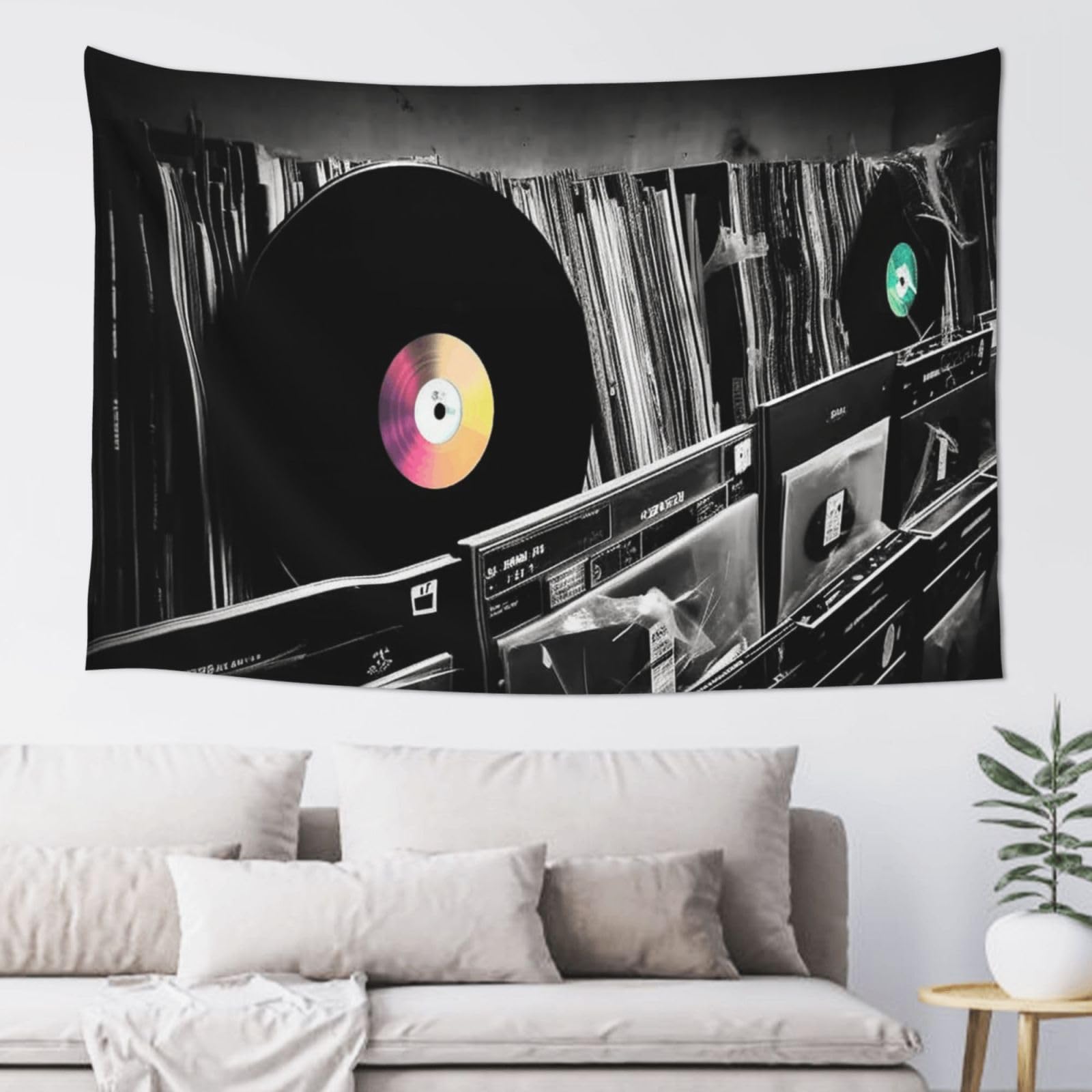 FodPand Vinyl Records Tapestry Dorm Decor, Wall Backdrop Aesthetic Tapestries Hanging Banner for Bedroom, Modern Wall Art Poster Blanket, Home Decor Wall Tapestry 60"x40"