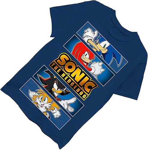 Miniatura 4 de SEGA Camiseta de Sonic The Hedgehog para niños, con Sonic, Tails y Knuckles, The Hedgehog Trio, camiseta oficial