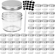 4 oz Clear Glass Jars with Lids (Silver),Betrome 100ml Mason Jars Round Canning Jars Small Spice Jars for Herb,Jelly,Jams Clear Containers for Kitchen Storage,40 Pack with Labels &1 Pen