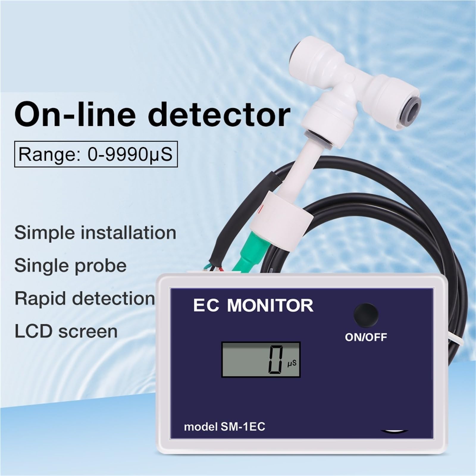Medidor EC de sonda única 1EC, probador calidad del agua en línea, Monitor conductividad eléctrica Digital Laboratorio de investigación