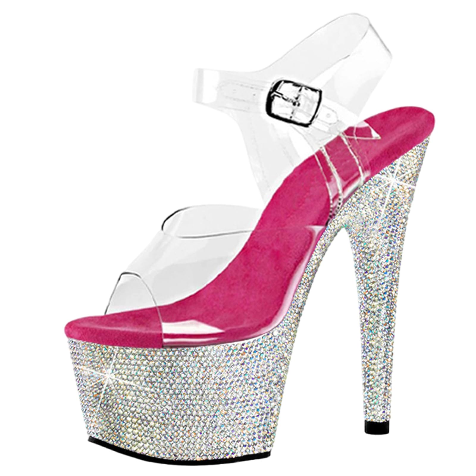 Sandali con Plateau e Strass da Donna. Sandali con Tacchi a Spillo per Donne per Feste di Matrimonio. Scarpe da Pole Dance con Tacchi Alti da spogliarellista