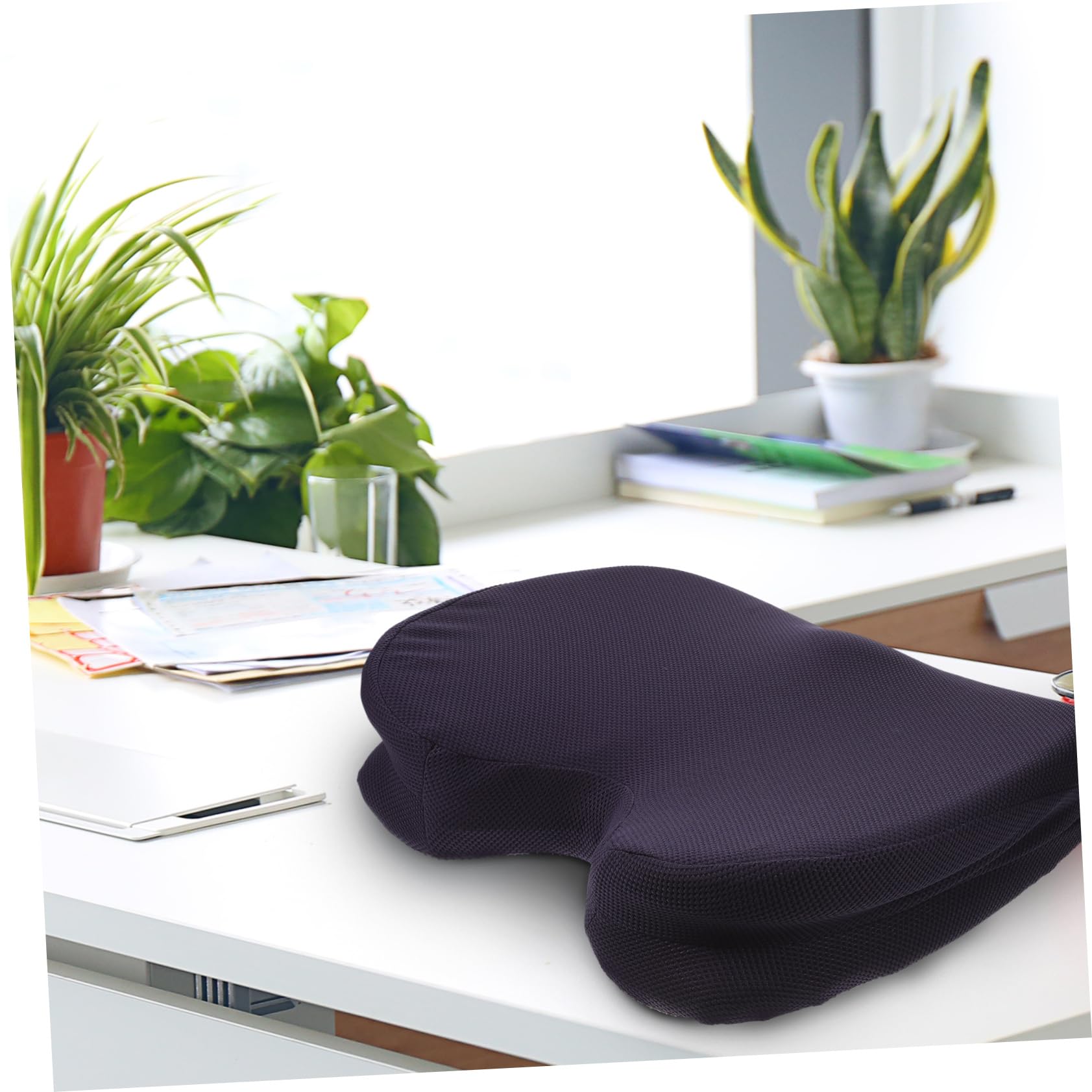 Coussin D’Assise Ergonomique en Mousse à Mémoire, Soulagement Pression, Bleu, pour Voiture et Fauteuil Roulant
