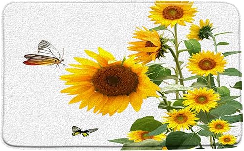 Tapete de baño de girasol, tapete de bienvenida, antideslizante y absorbente, tapete lavable para puerta delantera, para entrada, patio, porche, 16