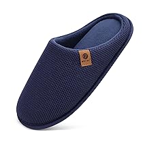 ONCAI Pantofole da Uomo Invernali Ciabatte da Casa con Memory Foam Calde Pelliccia Sintetica Cotone Scarpe Accogliente Antiscivolo Suola Blu Dimensione 42