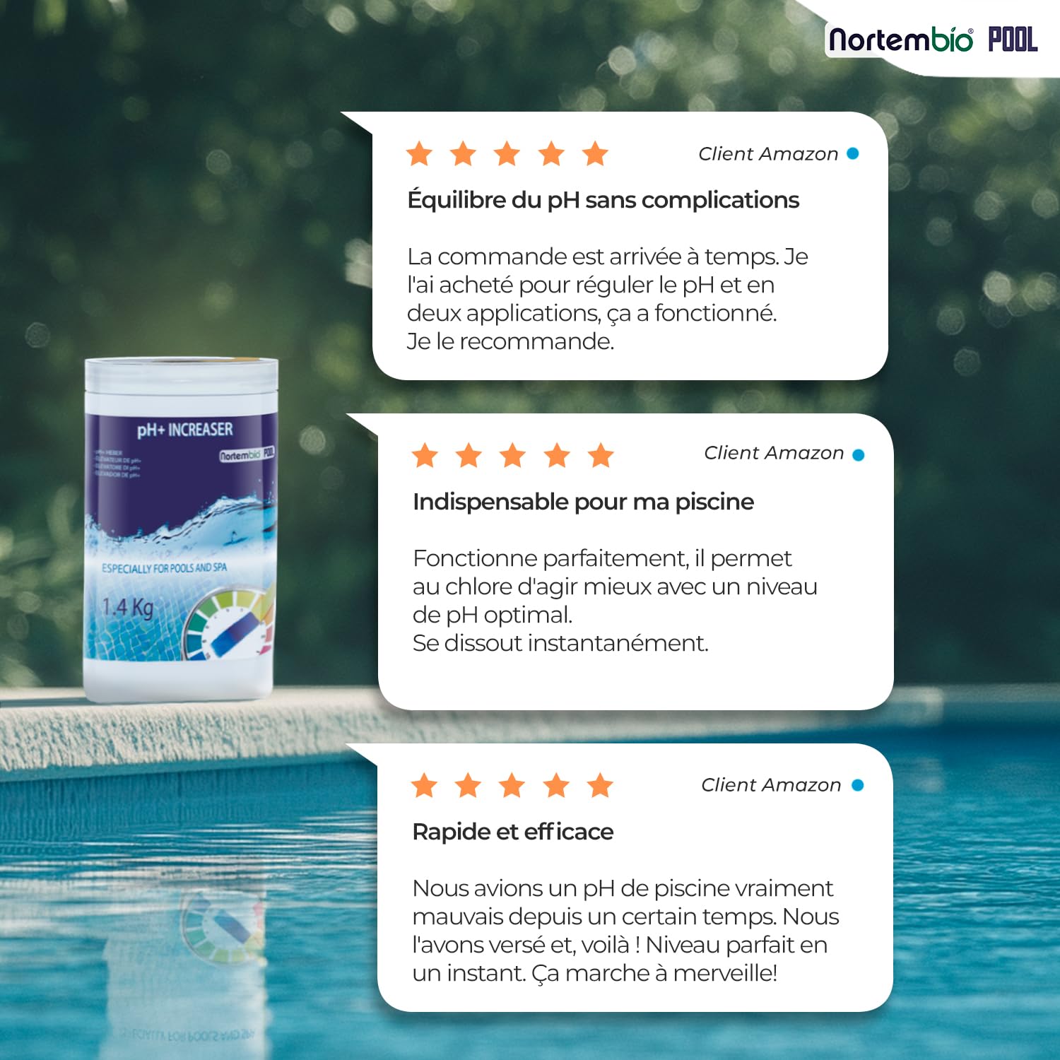 Nortembio pH Plus Piscine - Régulateur de pH pour piscines, 6,5 kg - pH+ Plus Piscine Naturel - Action Rapide et sûre - Une Eau cristalline + eBook Gratuit Contenant des Conseils de Professionnels