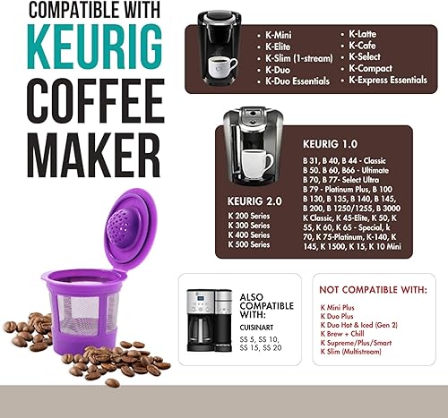Miniatura 3 de Cápsulas de filtro de café reutilizables K Cups para máquinas Keurig 1.0 y 2.0  K-Cup recargable se adapta a K-Duo, K-Classic, K-Elite, K-Select,