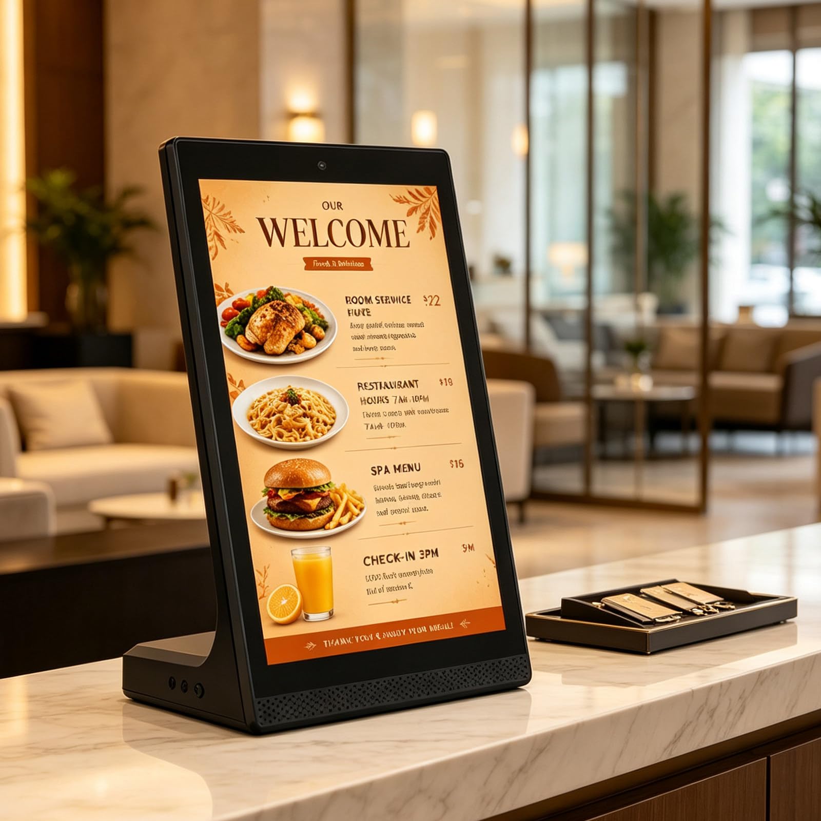 RUODATONLY 15.6 Inch Electronic Menu Board, Interactive Touchscreen Digital Signage Display, WiFi USB Digital Display Board for Restaurants, Cafes and Commercial Applications