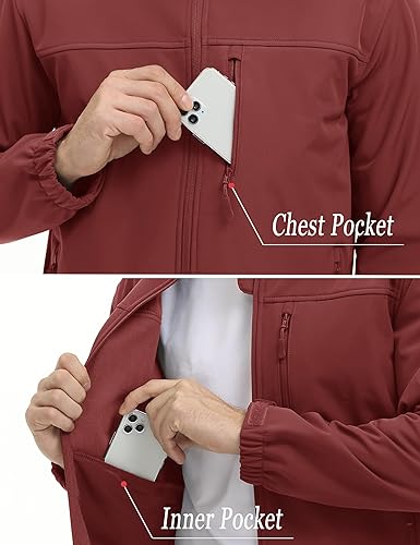 Miniatura 6 de MAGCOMSEN Chaqueta táctica para hombre, con forro polar, chaqueta de invierno suave, ligera, resistente al agua, abrigos para exteriores