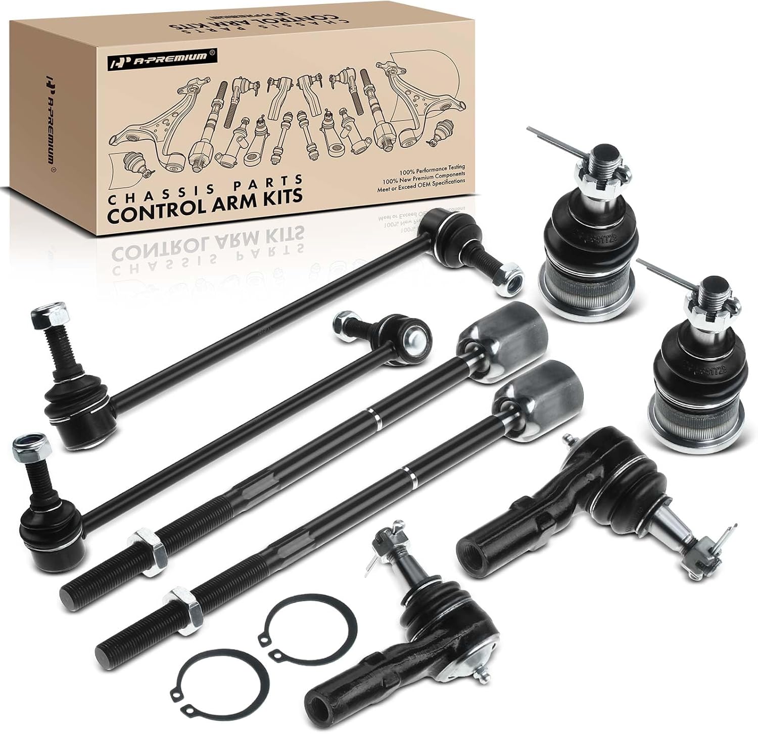 A-Premium 8Pcs Front End Suepnsion Kit, Front Sway Bar Link, Lower Ball Joint, Inner Outer Tie Rod End, Compatible with Ford Taurus 1996-2007, Mercury Sable 1996-2005, V6 3.0L