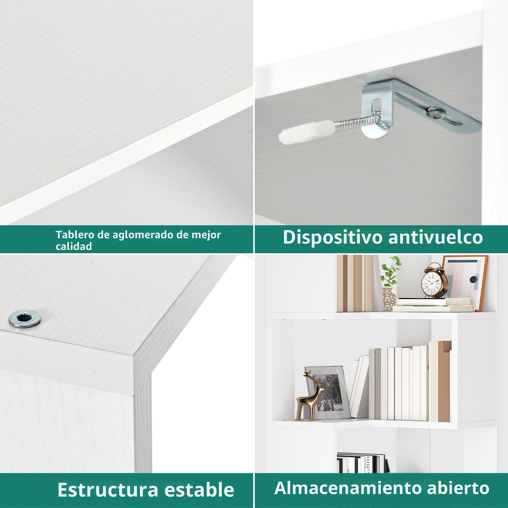 YITAHOME Estantería esquinera de 6 niveles, estantería en forma de L, estantería de pie, estantería de almacenamiento para sala de estar, dormitorio, oficina en casa, sala de estudio, 23.3 pulgadas de