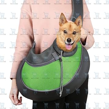 New Hands Free Pet Carrier Shoulder Bag Soft Breathable Mesh Travel Bag with Adjustable Strap & Zipper for Dogs and Cats - Green