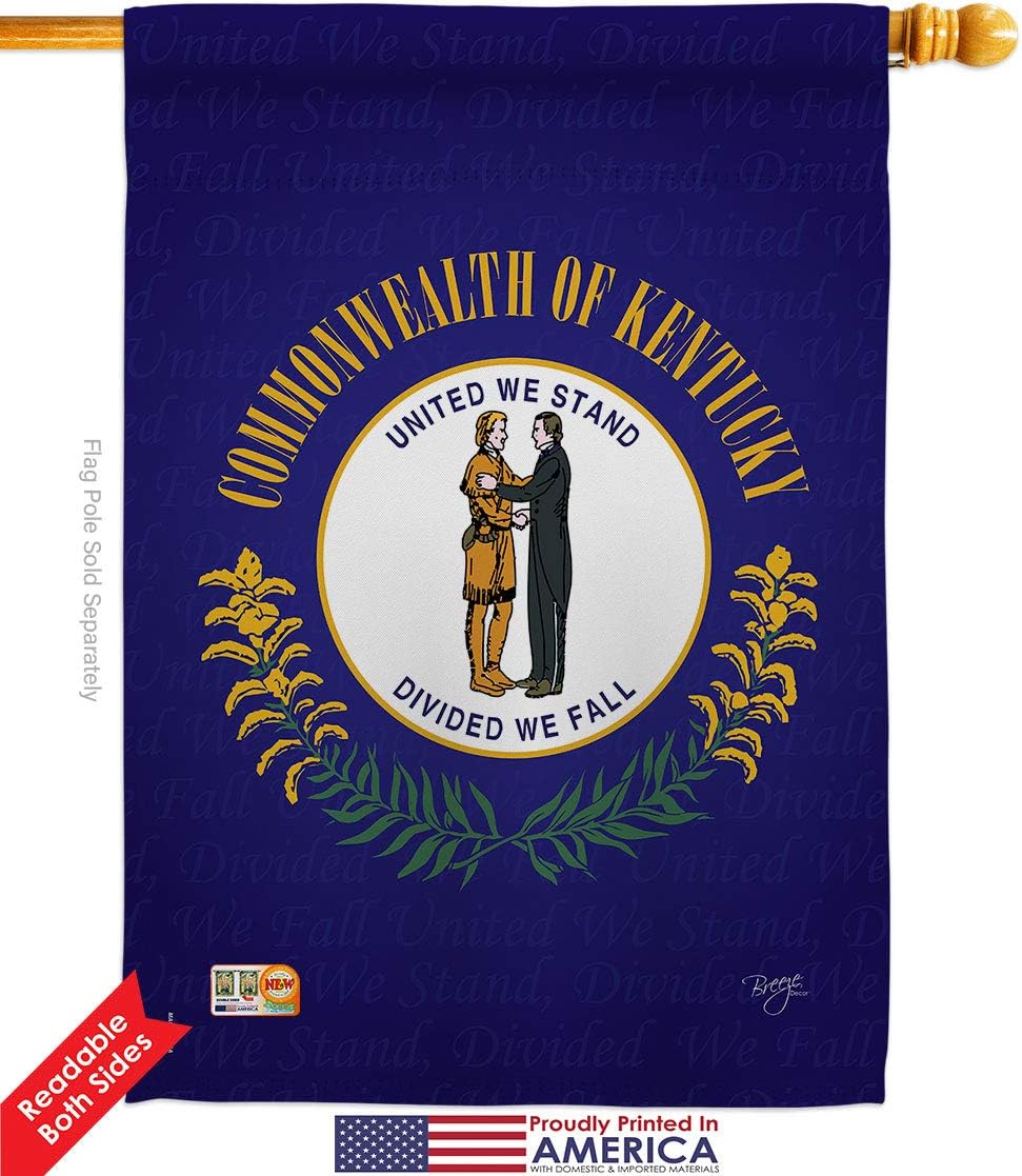 Kentucky House Flag Dowel Set Americana States USA American Territories Republic Country Particular Area Small Decorative Gift Yard Banner Double-Sided Made In 28 X 40