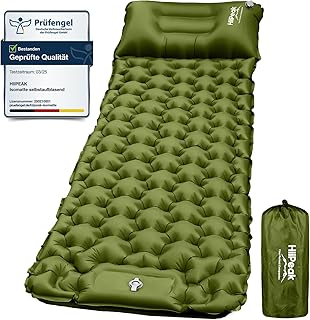 HiiPeak Isomatte hoch Camping luftmatratze mit integrierten kopfkissen Outdoor campingmatte schlafmatte kleines packmass mit Fußpumpe luftzellenmatte aufblasbar