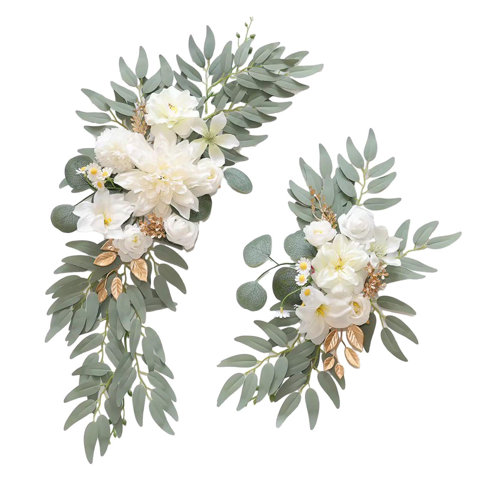 TWISAXC Impressive Floral Decorations With Silk Flowers Swags For Wedding Arch Creating Stunning Centerpiece Arrangements Wedding Arch Flower Decorations Supplies, White, 60x40cm 40x30cm