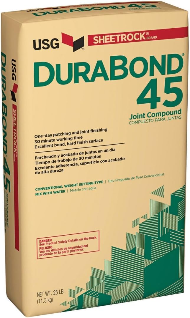 USG Interiors Series 381110060 25Lb Bag Durabond 45 Min Joint Compound Powder, White to Off-White, 11.3 kg