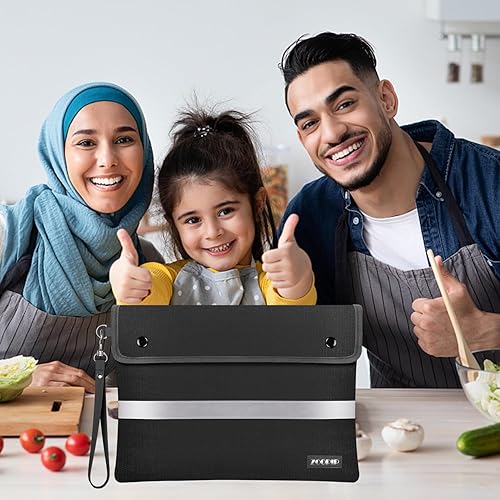 Miniatura 9 de Bolsa de dinero ignífuga con cerradura, bolsa de dinero ignífuga de 11.2 x 7.6 pulgadas con cierre de cremallera, bolsa de almacenamiento para