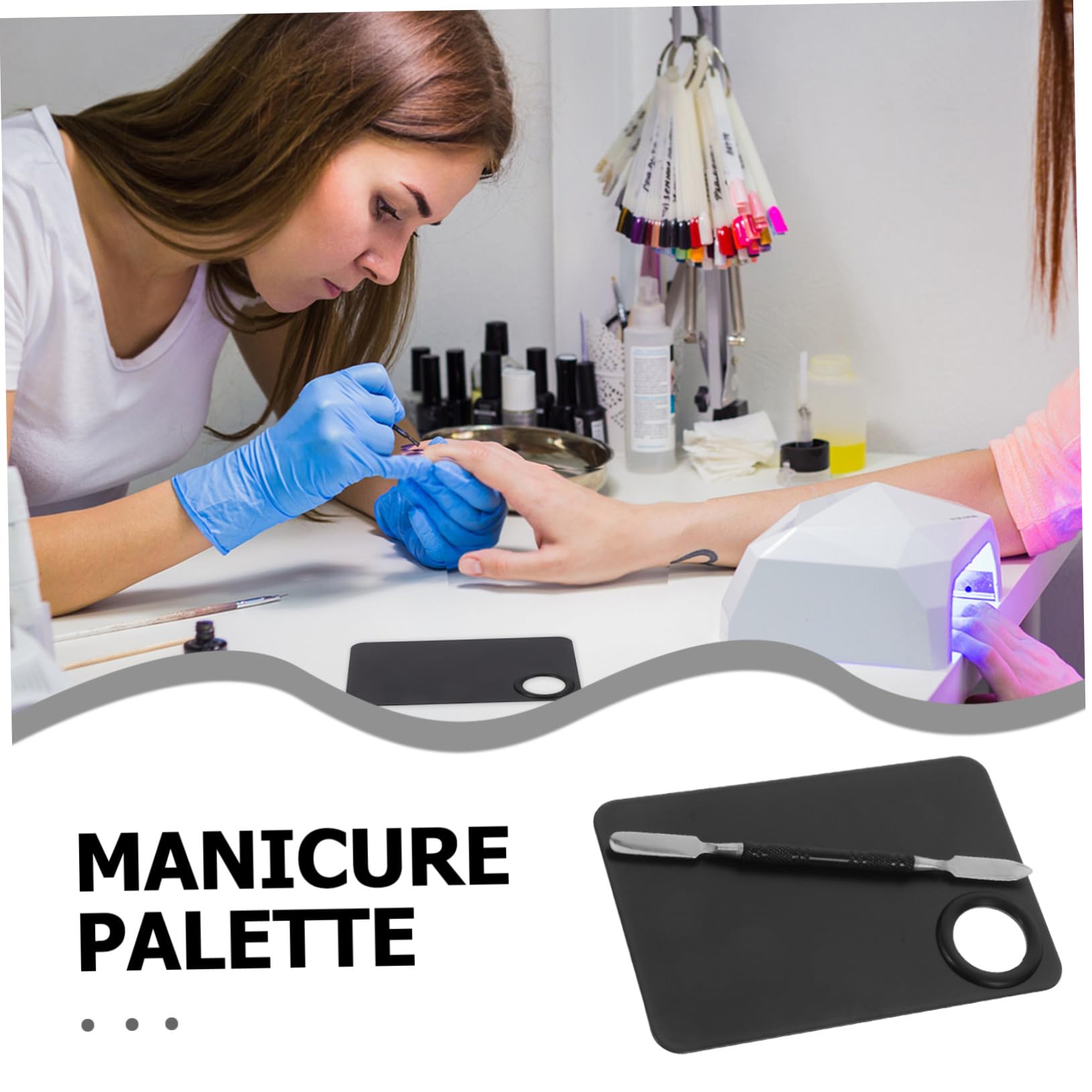 COHEALI 2 Pièces Outils Nail Art Palette Mélangeur Double Embout Acier Inoxydable Noir Petit Format pour Manucure Maquillage et Création Couleurs