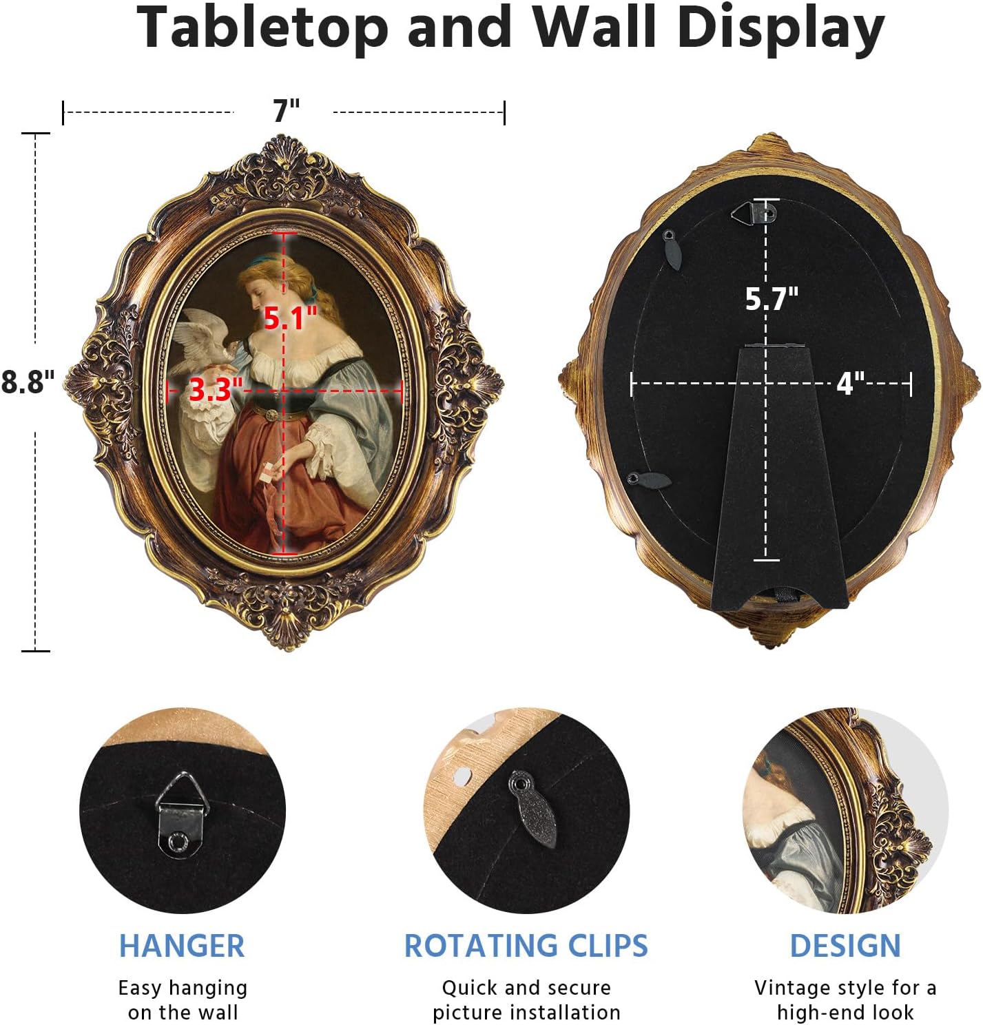 FOLKOR Framed Wall Art for Kitchen Dining Room Bedroom, Wildflower Still Life Oil Paintings Canvas Print with Gold Picture Frame, Vintage Floral Wall Decor for Cottage Rustic Retro Home Office, 4x6