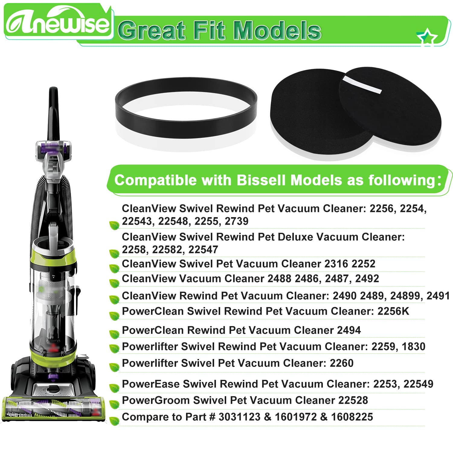 3 Set Filtri Ricambio Compatibili Con Bissell CleanView PowerLifter – Schiuma E Fibra Pre-Motore – Sostituti Per Modelli 2253, 2256, 2488, 3197 E Più - 6