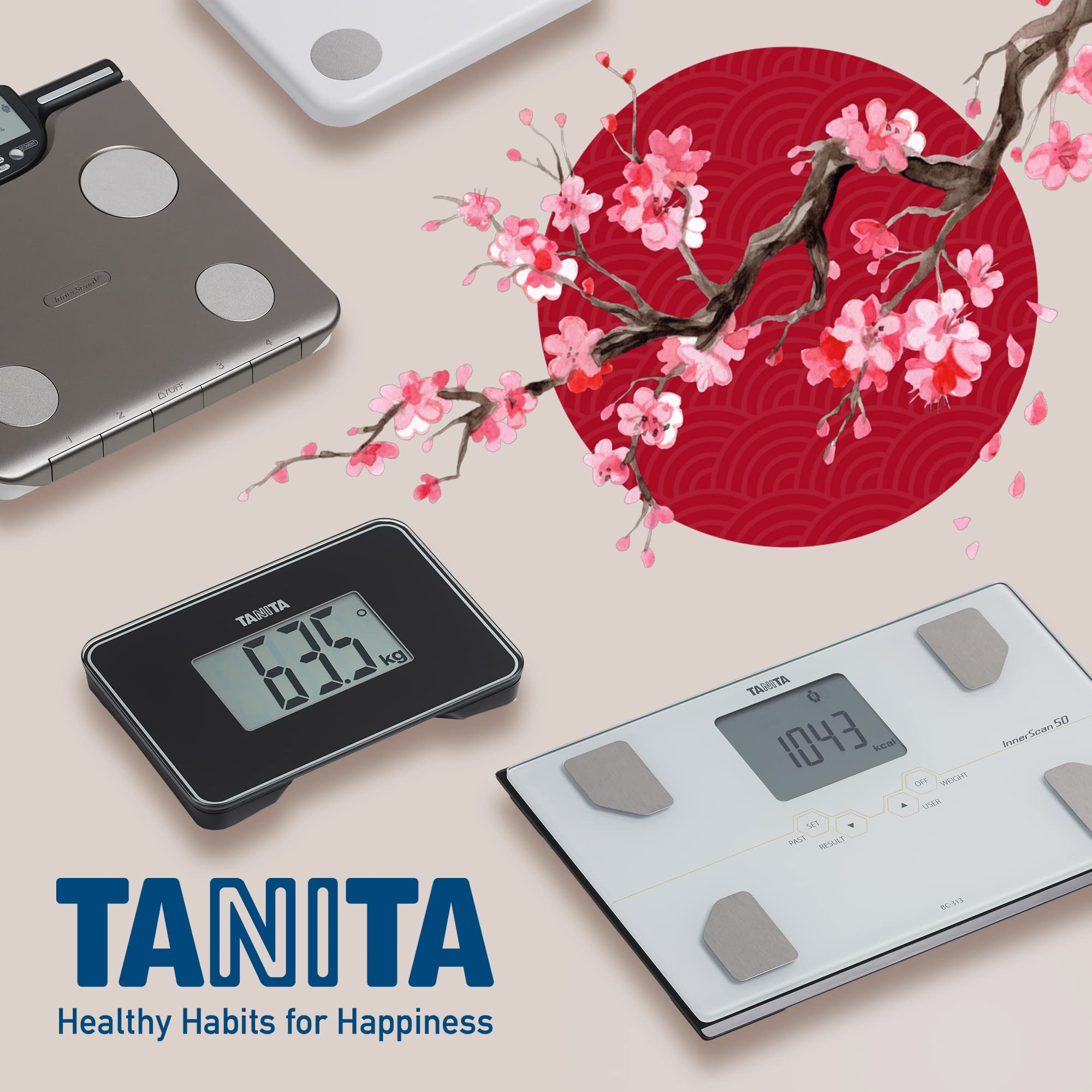 TANITA HD-386 Le plus Petit Pèse-Personne Numérique au Monde Facile à Transporter Noir Nacré